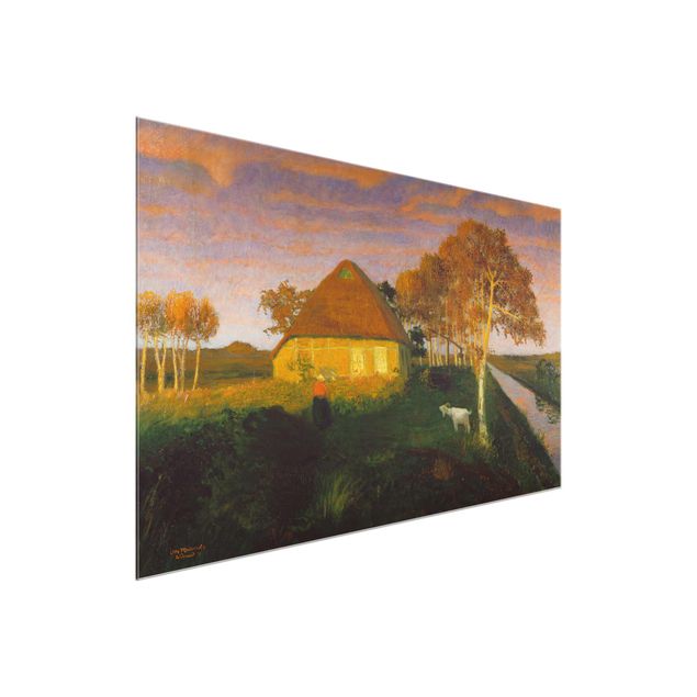 Prints landscape Otto Modersohn - Moor Cottage in the Evening Sun