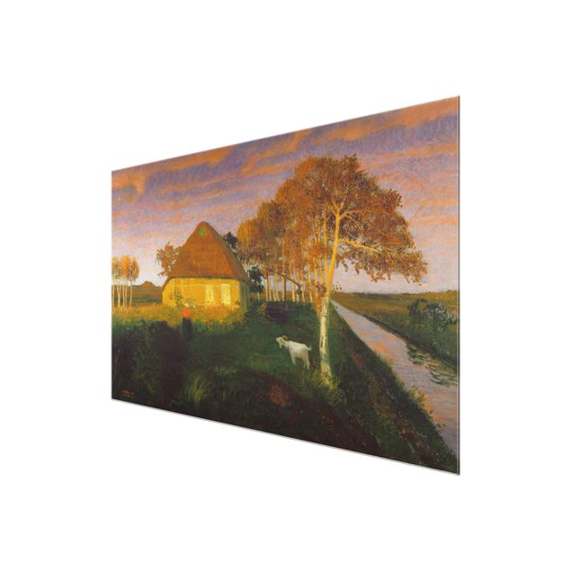 Art prints Otto Modersohn - Moor Cottage in the Evening Sun