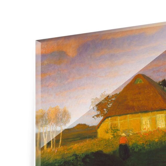 Modern art prints Otto Modersohn - Moor Cottage in the Evening Sun