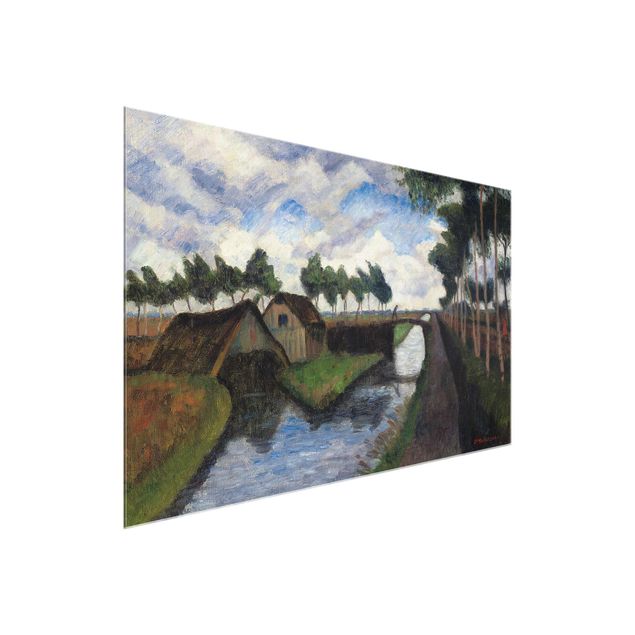 Landscape wall art Otto Modersohn - The Rautendorf Canal with Boat House near Worpswede