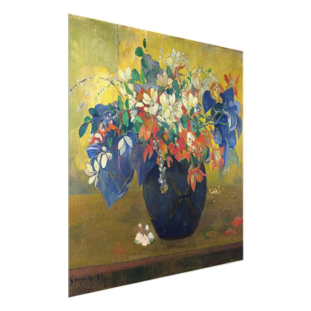 Glass prints flower Paul Gauguin - Flowers in a Vase