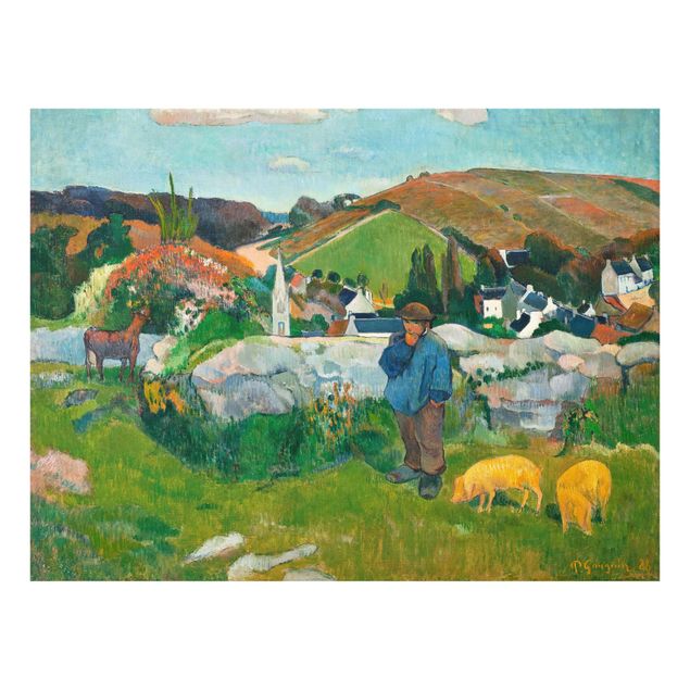 Glass prints landscape Paul Gauguin - The Swineherd