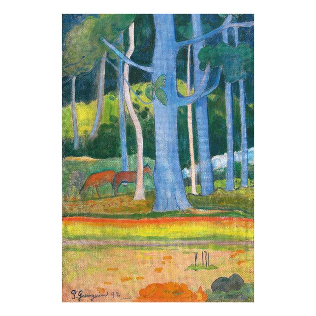 Prints trees Paul Gauguin - Landscape with blue Tree Trunks