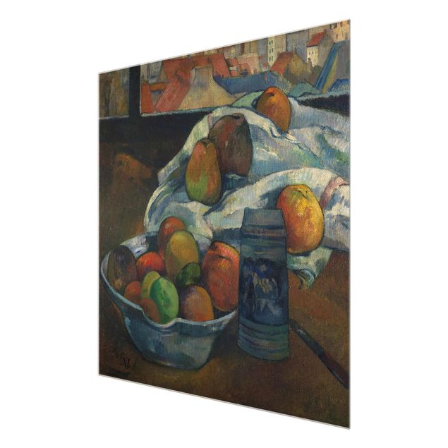 Prints blue Paul Gauguin - Fruit Bowl and Pitcher in front of a Window