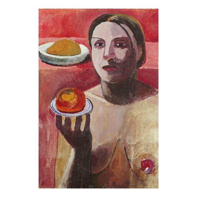 Prints modern Paula Modersohn-Becker - Semi-nude Italian Woman with Plate