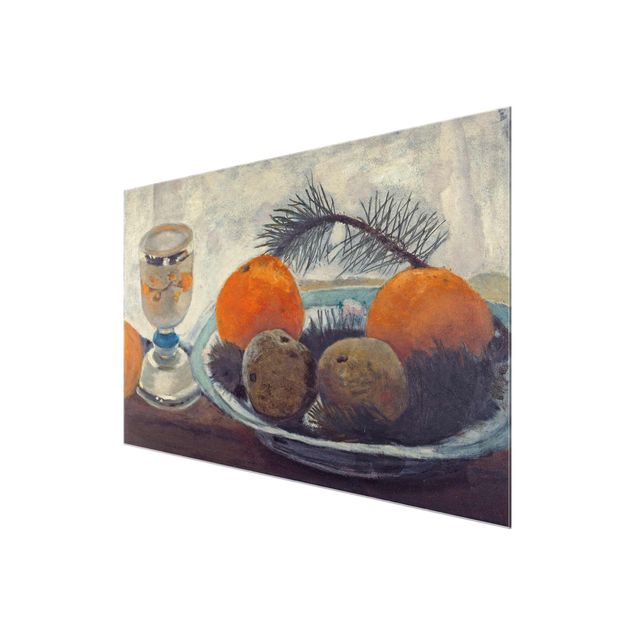 Still life art prints Paula Modersohn-Becker - Still Life with frosted Glass Mug, Apples and Pine Branch