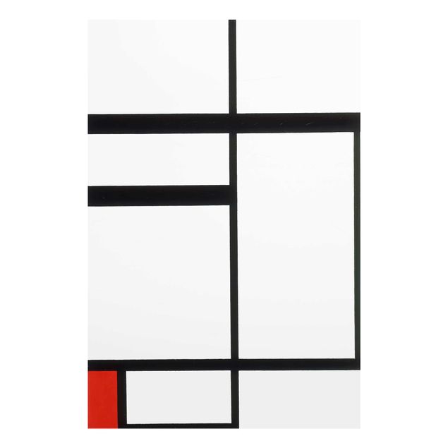 Abstract canvas wall art Piet Mondrian - Composition with Red, Black and White