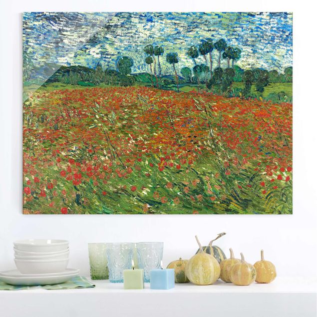 Glass prints poppy Vincent Van Gogh - Poppy Field