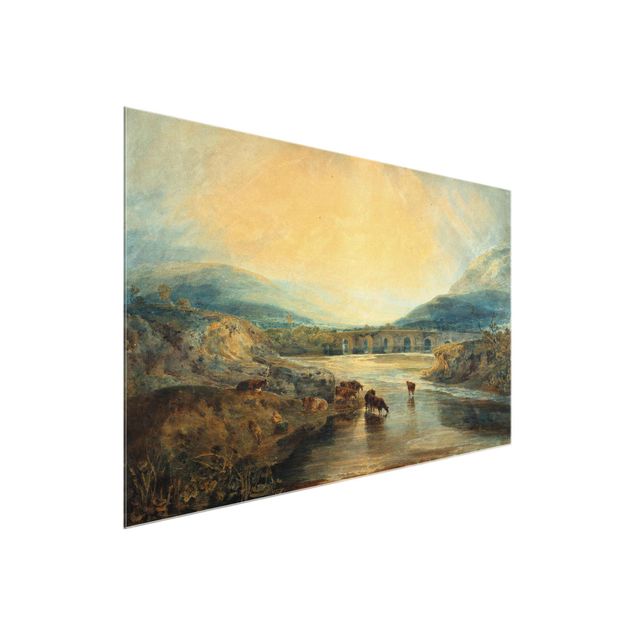 Glass prints mountain William Turner - Abergavenny Bridge, Monmouthshire: Clearing Up After A Showery Day