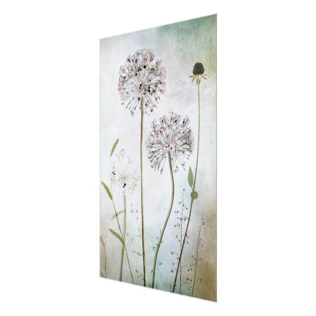 Glas Magnetboard Allium flowers in pastel