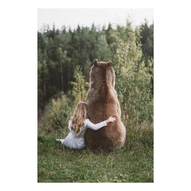 Prints modern Girl With Brown Bear