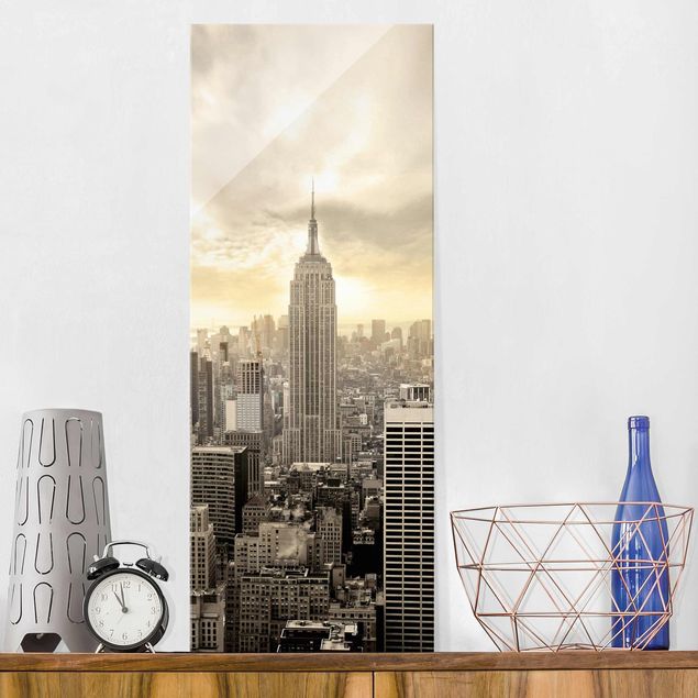 Glass prints New York Manhattan Dawn
