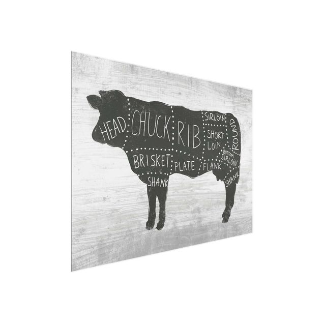 Glass prints pieces Butcher Board - Beef
