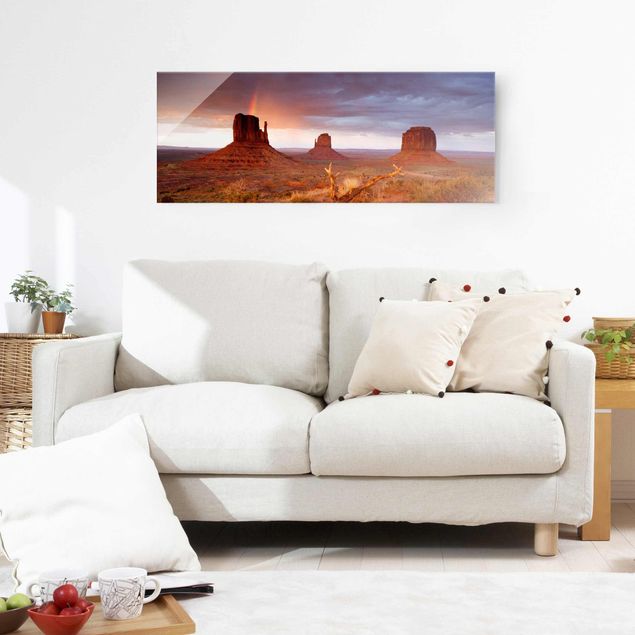 Glass prints mountain Monument Valley At Sunset