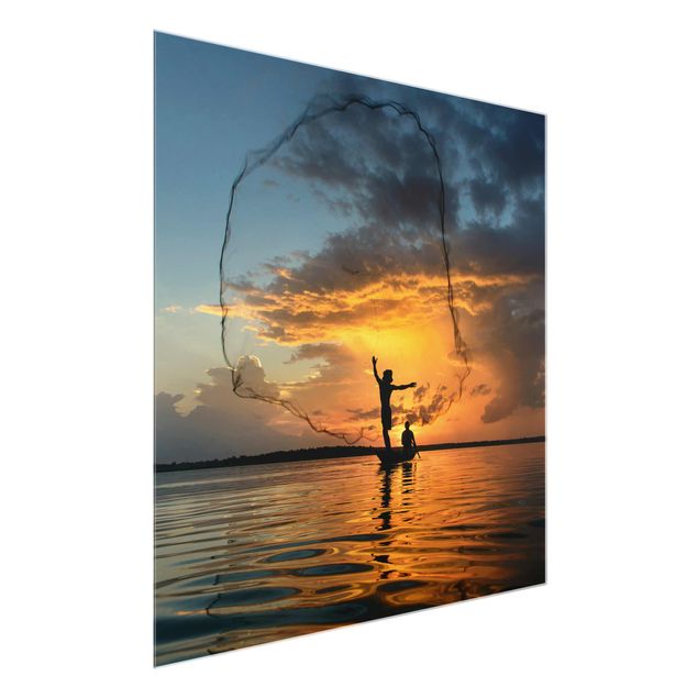 Beach prints Fishing Net At Sunset
