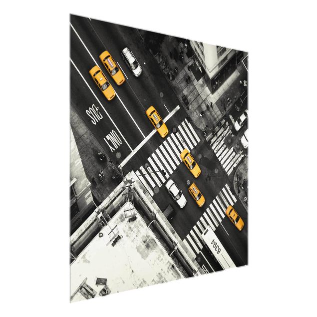 Glass prints architecture and skylines New York City Cabs
