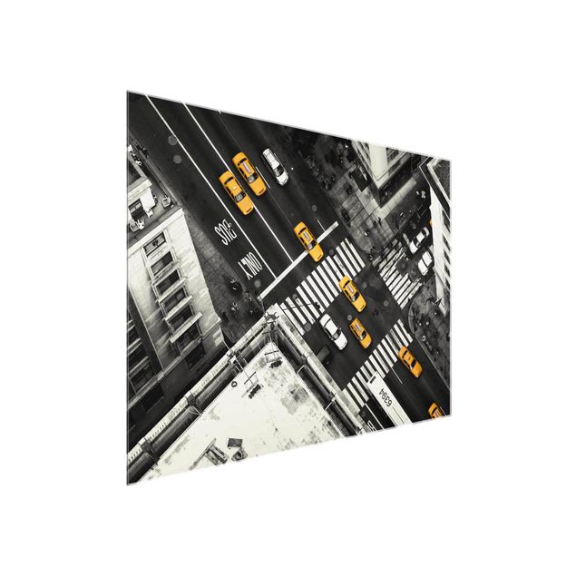 Glass prints architecture and skylines New York City Cabs