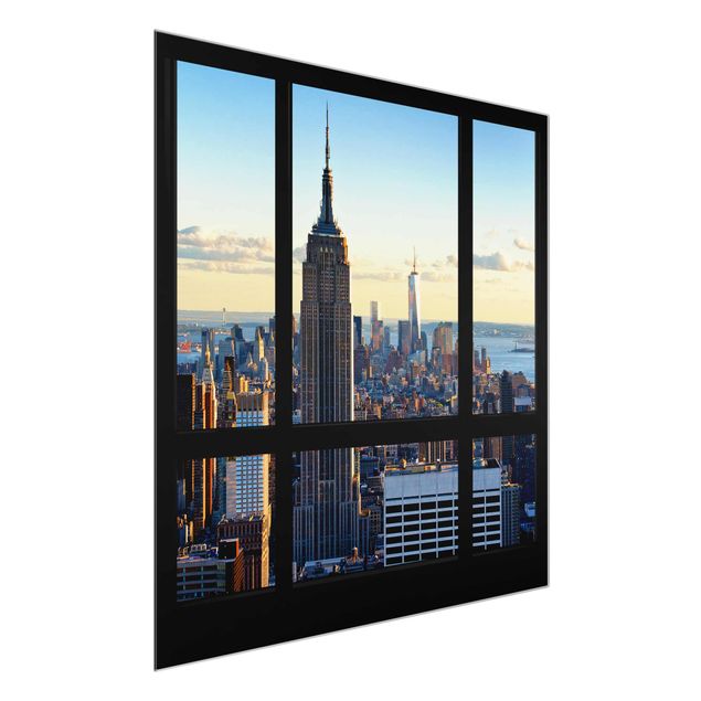 Glass prints architecture and skylines New York Window View Of The Empire State Building