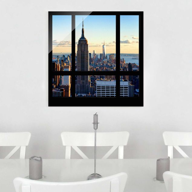 Glass prints New York New York Window View Of The Empire State Building