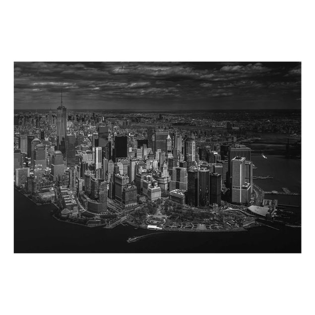 Glass prints black and white New York - Manhattan From The Air