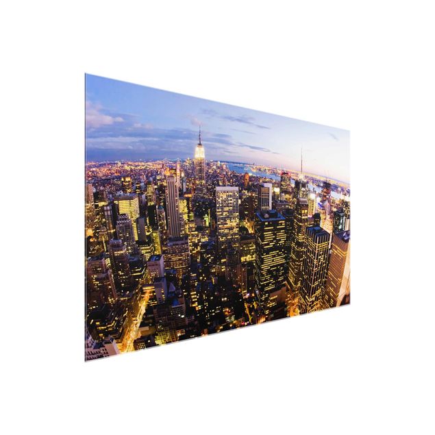 Glass prints architecture and skylines New York Skyline At Night