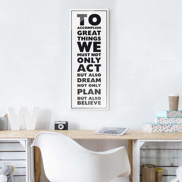 Glass prints sayings & quotes Great Things white
