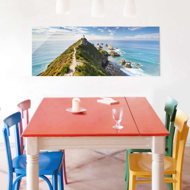 Beach canvas art Nugget Point Lighthouse And Sea New Zealand