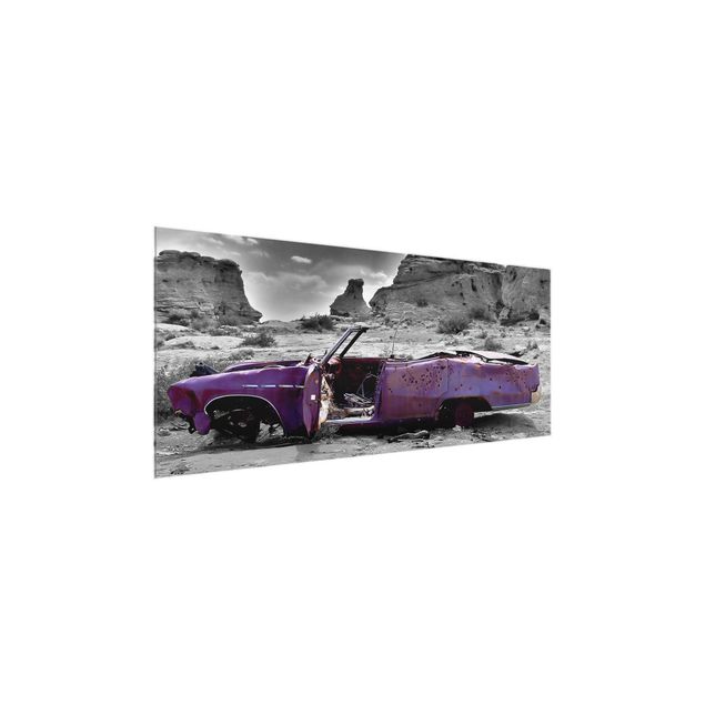 Glass prints black and white Pink Cadillac