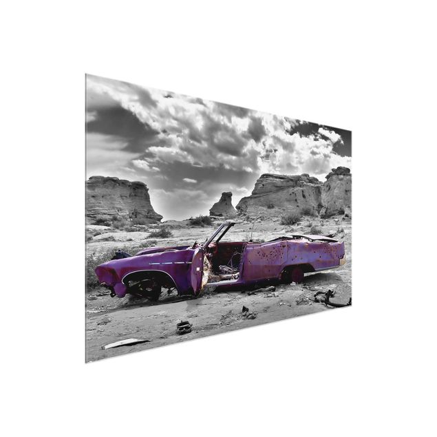 Glass prints black and white Pink Cadillac