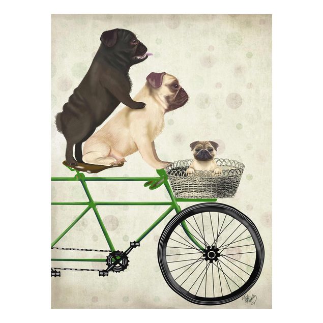 Green canvas wall art Cycling - Pugs On Bike
