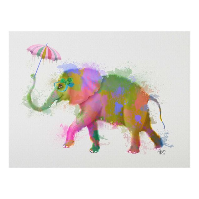 Modern art prints Rainbow Splash Elephant