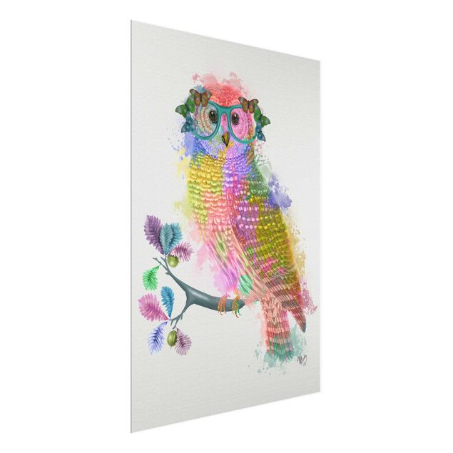 Contemporary art prints Rainbow Splash Owl