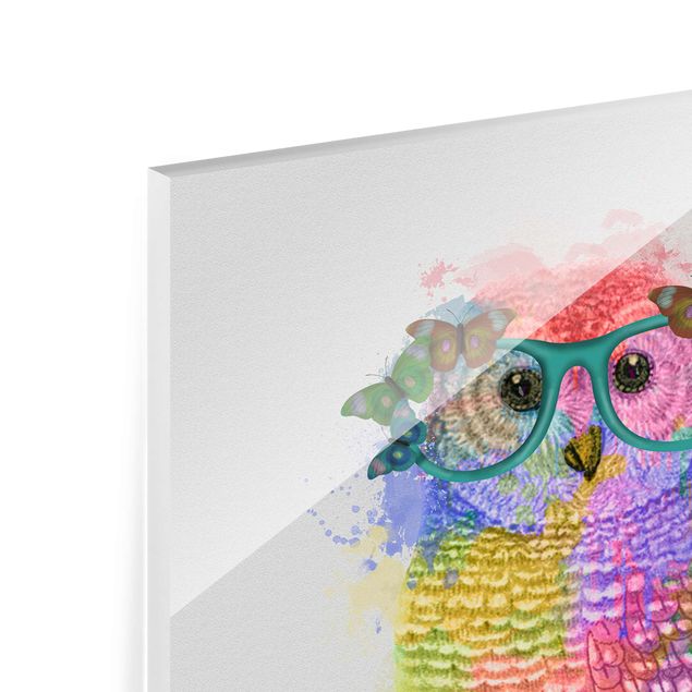 Glass print - Rainbow Splash Owl
