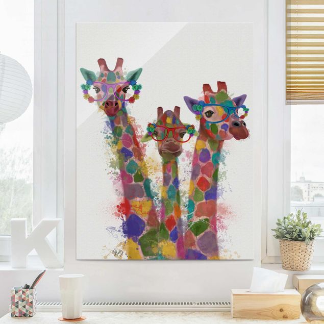 Giraffe art Rainbow Splash Giraffe Trio