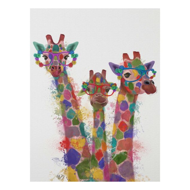 Prints modern Rainbow Splash Giraffe Trio