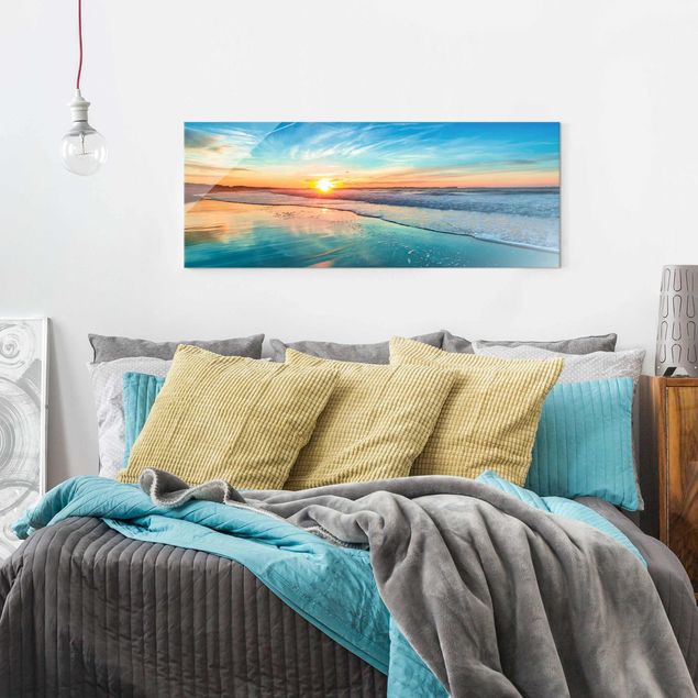 Glass prints the caribbean Romantic Sunset By The Sea
