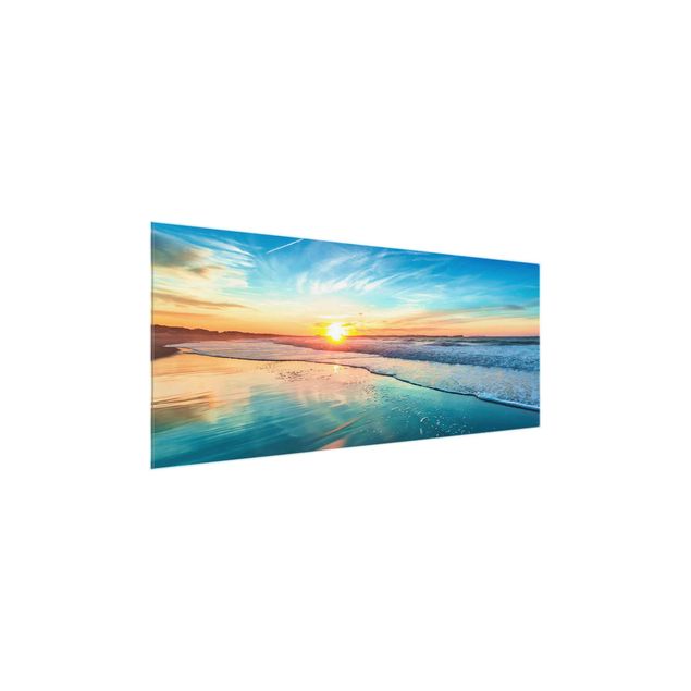 Glass prints sunset Romantic Sunset By The Sea