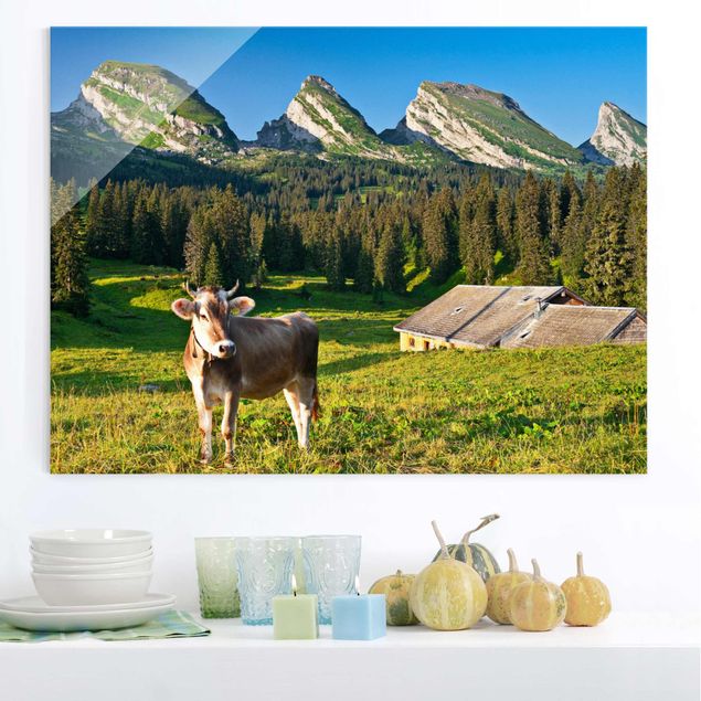 Kitchen Swiss Alpine Meadow With Cow