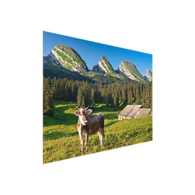 Landscape canvas prints Swiss Alpine Meadow With Cow