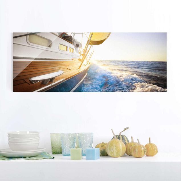Kitchen Sailboat On Blue Ocean In Sunshine