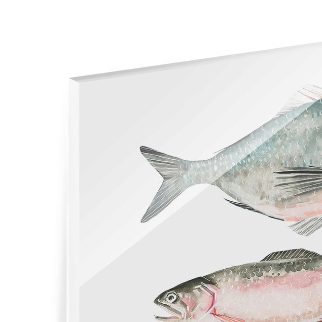 Glas Magnettafel Seven Fish In Watercolour II