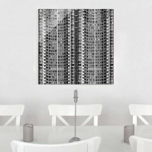 Glass prints black and white Skyscraper