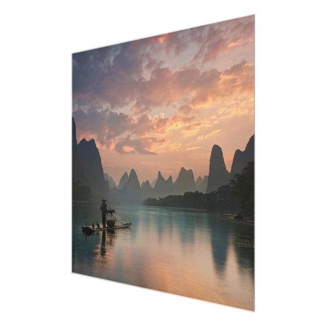Glass prints landscape Sunrise Over Chinese River