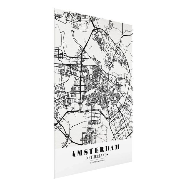 Glass prints sayings & quotes Amsterdam City Map - Classic