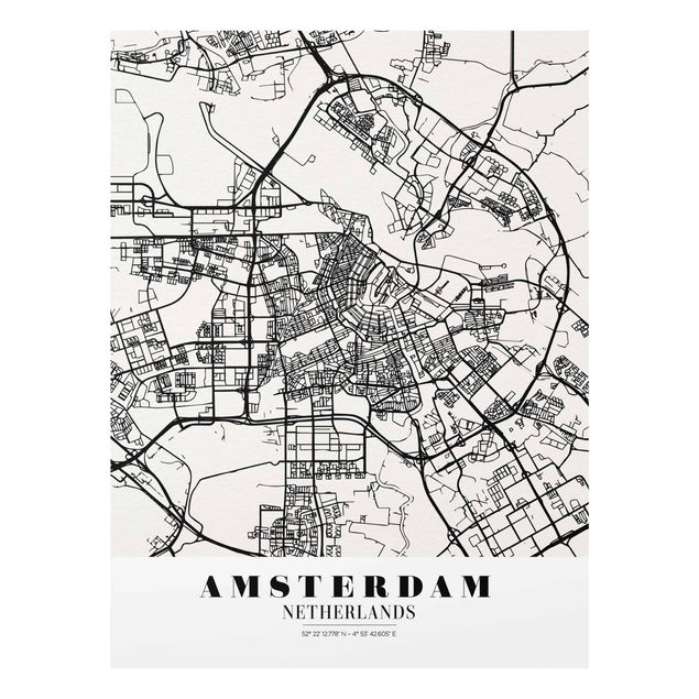 Prints black and white Amsterdam City Map - Classic