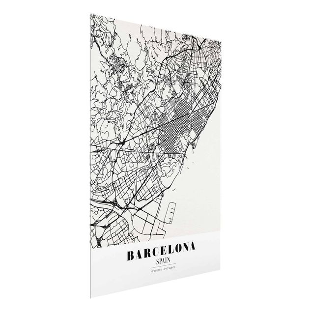 Glass prints sayings & quotes Barcelona City Map - Classic