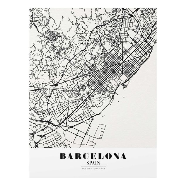 Prints black and white Barcelona City Map - Classic