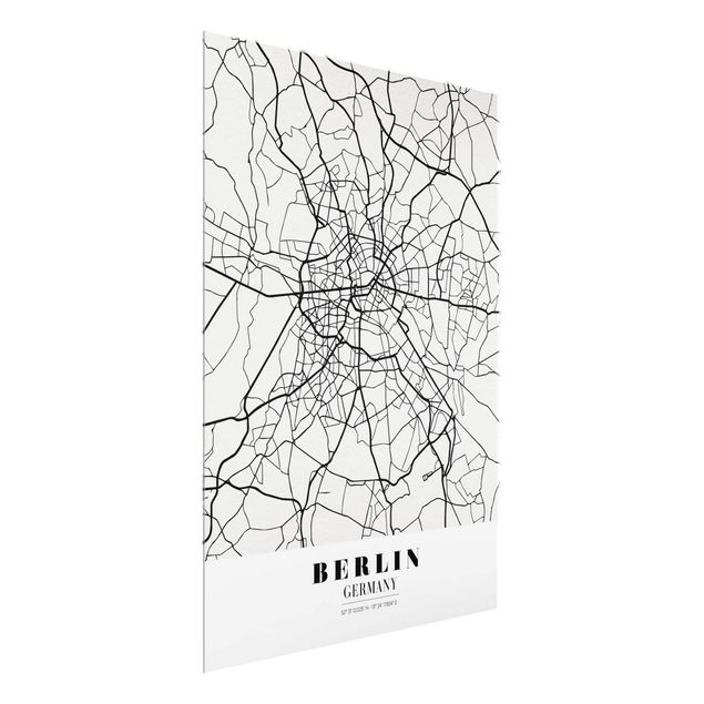 Glass prints maps Berlin City Map - Classic