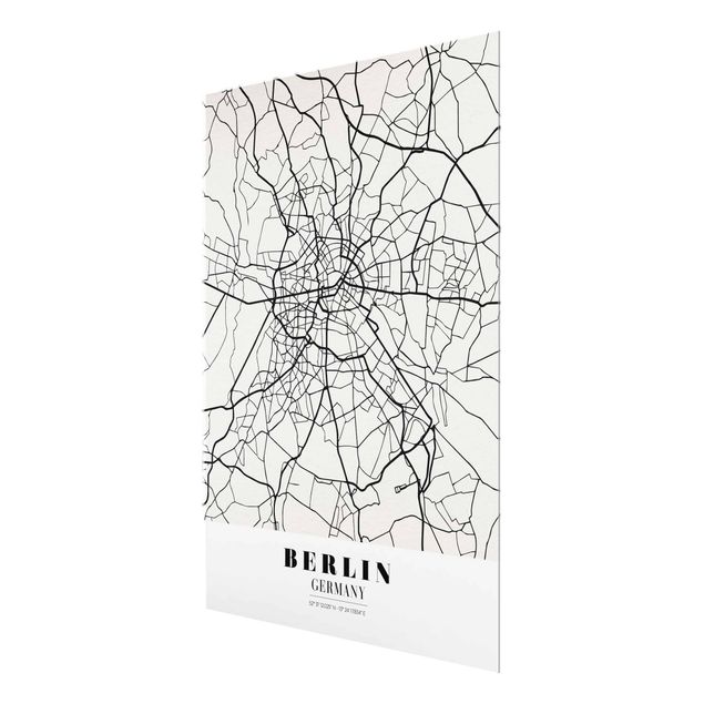 Black and white wall art Berlin City Map - Classic