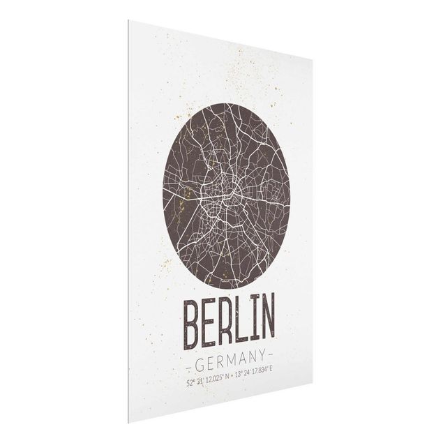 Glass prints maps City Map Berlin - Retro
